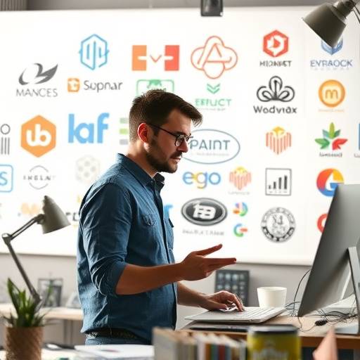 A graphic designer working on a logo design, showcasing the creative process of graphic design.
