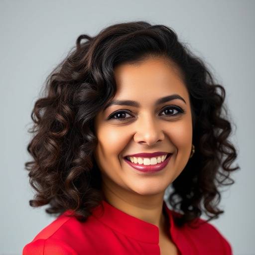 A headshot of Maria Garcia, a smiling Latina woman with dark curly hair, wearing a red blouse. She is an instructor at Zenith Academy.