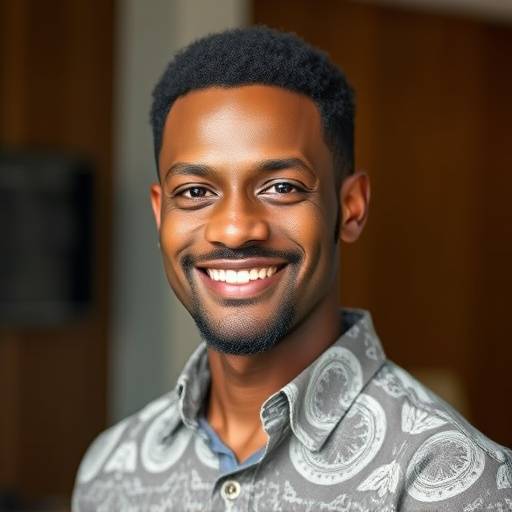Portrait of Emmanuel Adepoju, a smiling Black man with a trimmed beard, wearing a patterned shirt. He is an instructor at Zenith Academy.
